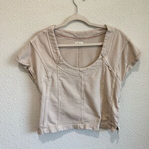 Anthropologie Pilcro Womens XS Cream Cropped Corset Top Boho Casual Y2K Minimal